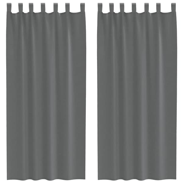 Voile gardiner med öglor 2 st mörkgrå 140x225 cm