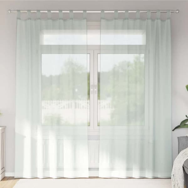 Voile gardiner med öglor 2 st ljusgrå 140x245 cm