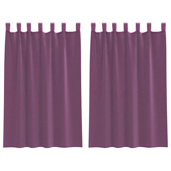 Voile gardiner med öglor 2 st lila 140x175 cm
