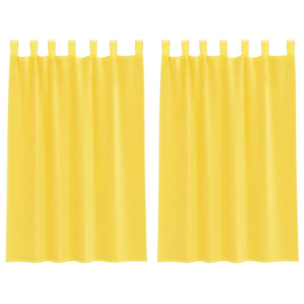 Voile gardiner med öglor 2 st gul 140x175 cm