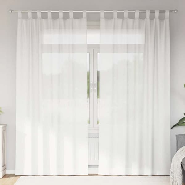 Voile gardiner med öglor 2 st vit 140x245 cm