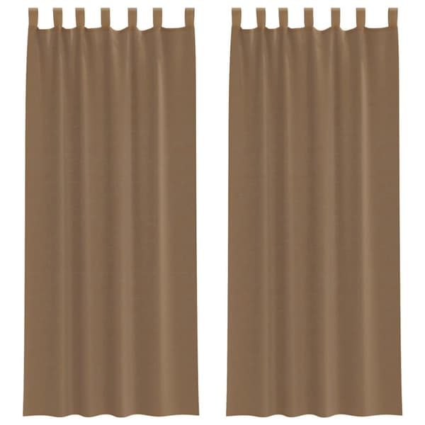 Voile gardiner med öglor 2 st ljusbrun 140x260 cm
