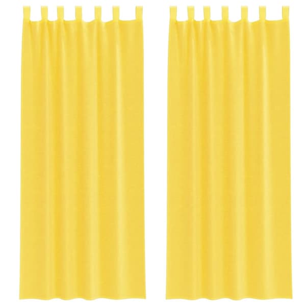 Voile gardiner med öglor 2 st gul 140x260 cm