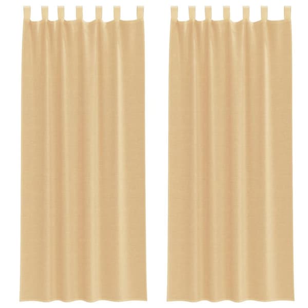 Voile gardiner med stångfickor 2 st sand
