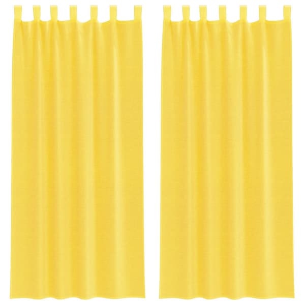 Voile gardiner med stångfickor 2 st gul