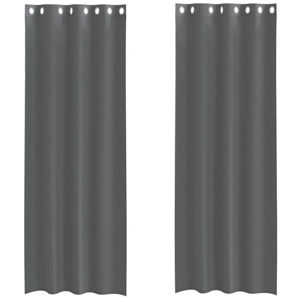 Voile gardiner med genomföringar 2 st mörkgrå 140x300 cm