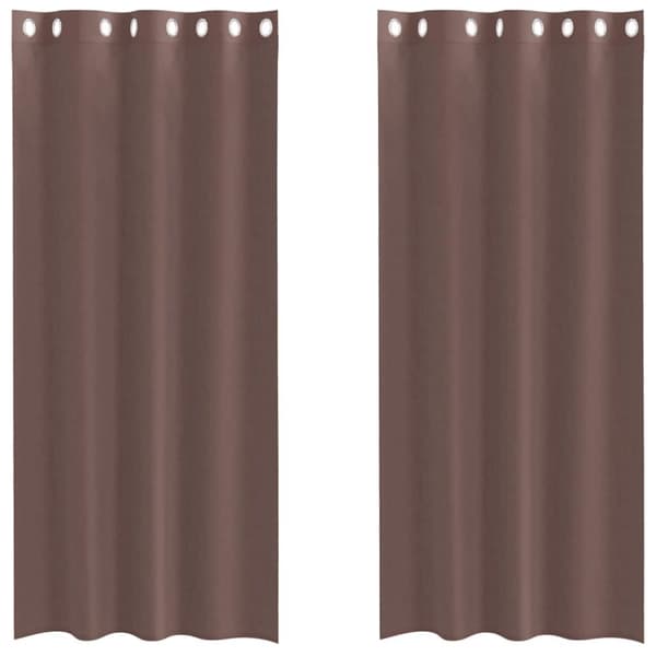 Voile gardiner med genomföringar 2 st brun 140x245 cm