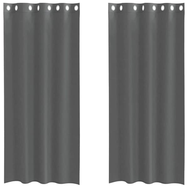 Voile gardiner med genomföringar 2 st mörkgrå 140x245 cm
