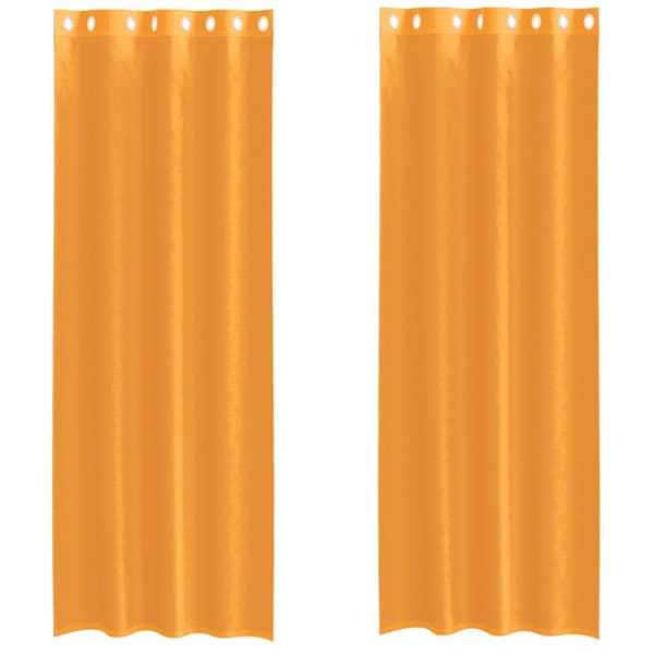 Voile gardiner med genomföringar 2 st orange 140x300 cm