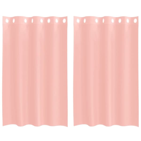 Voile gardiner med genomföringar 2 st rosa 140x175 cm