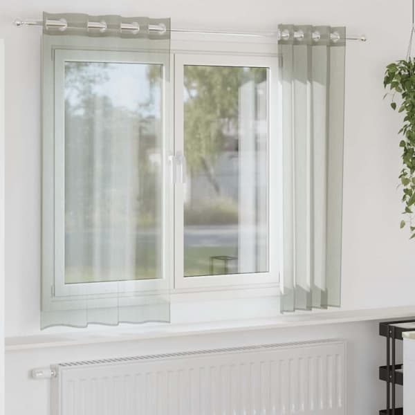 Voile gardiner med genomföringar 2 st ljusgrå 140x140 cm