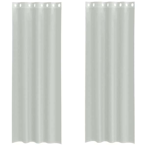 Voile gardiner med genomföringar 2 st ljusgrå 140x260 cm
