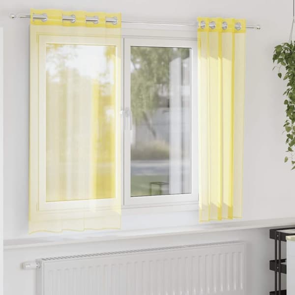 Voile gardiner med genomföringar 2 st gul