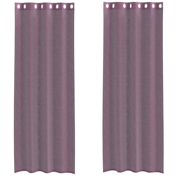 Voile gardiner med genomföringar 2 st lila 140x260 cm