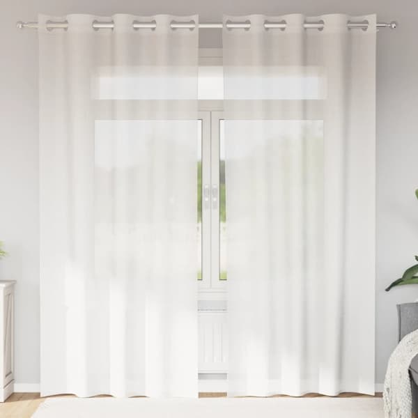 Voile gardiner med genomföringar 2 st vit