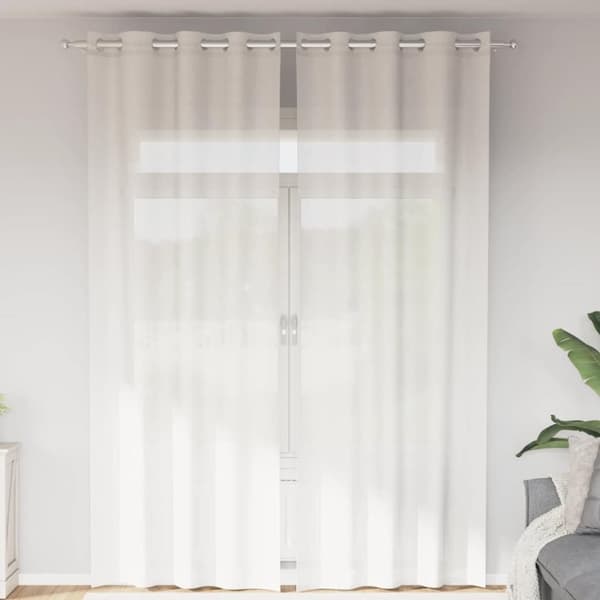 Voile gardiner med genomföringar 2 st vit