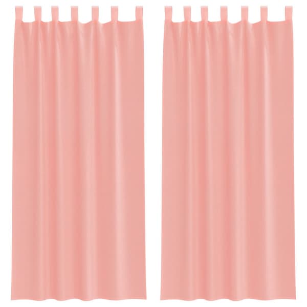 Voile gardiner med öglor 2 st rosa 140x225 cm