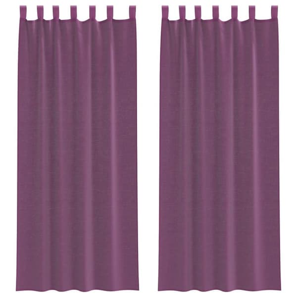 Voile gardiner med öglor 2 st lila 140x260 cm
