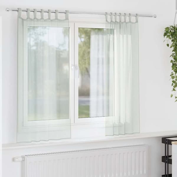 Voile gardiner med öglor 2 st ljusgrå 140x175 cm