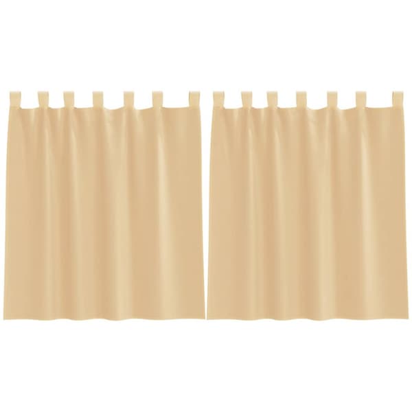 Voile gardiner med öglor 2 st sand 140x140 cm