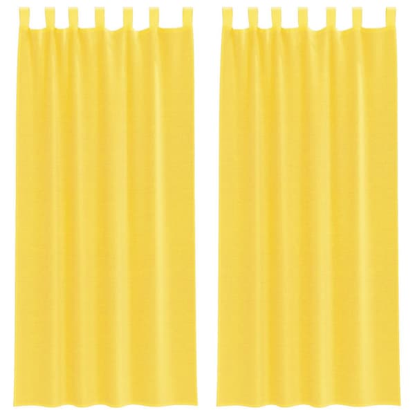 Voile gardiner med öglor 2 st gul 140x245 cm