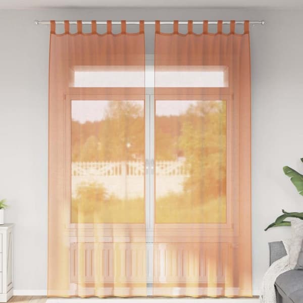 Voile gardiner med öglor 2 st terrakotta 140x260 cm