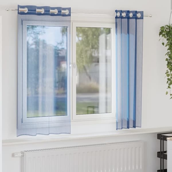 Voile gardiner med genomföringar 2 delar kungsblå