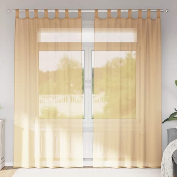 Voile gardiner med stångfickor 2 st sand