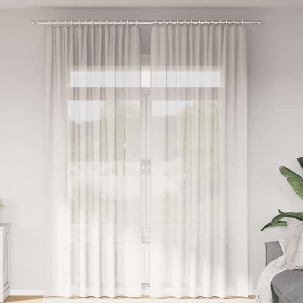 Voile gardiner med stångfickor 2 st vit