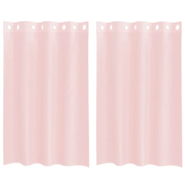 Voile gardiner med genomföringar 2 st ljusrosa 140x175 cm