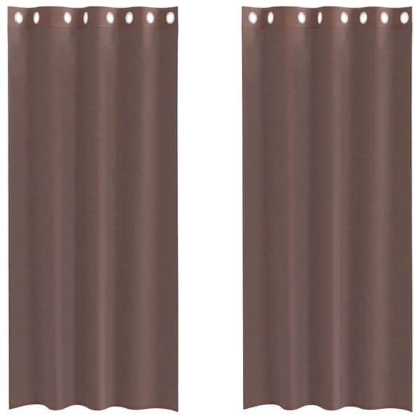 Voile gardiner med genomföringar 2 st brun 140x225 cm