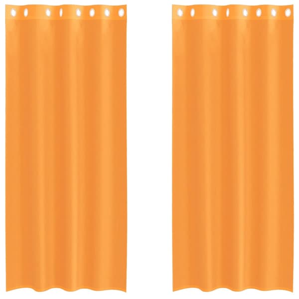 Voile gardiner med genomföringar 2 st orange 140x245 cm
