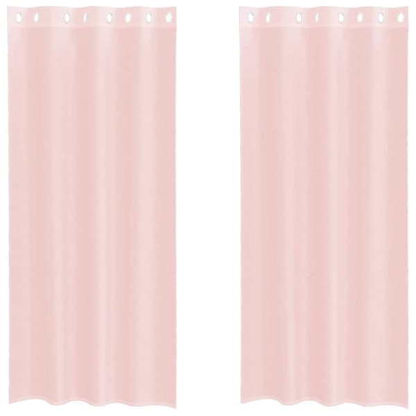 Voile gardiner med genomföringar 2 st ljusrosa 140x245 cm