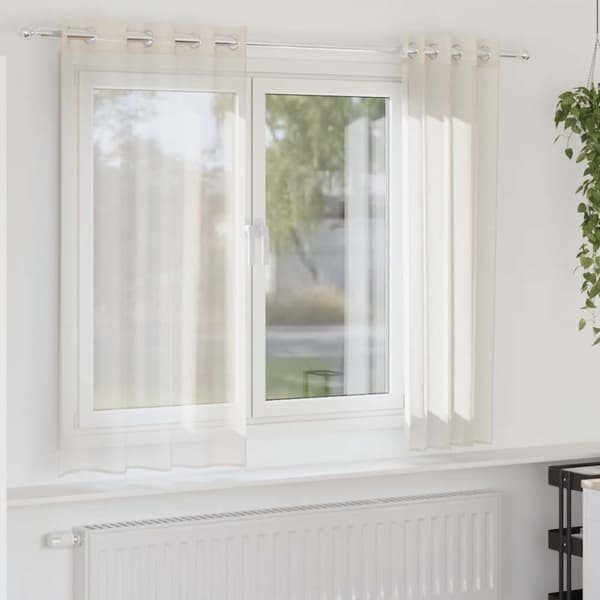 Voile gardiner med genomföringar 2 st gräddvita 140x140 cm