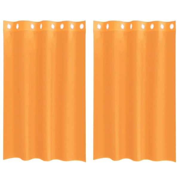 Voile gardiner med genomföringar 2 st orange 140x175 cm