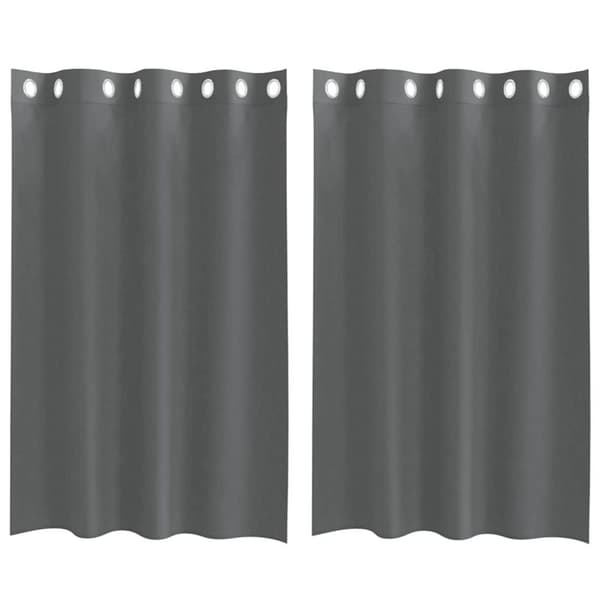 Voile gardiner med genomföringar 2 st mörkgrå 140x175 cm