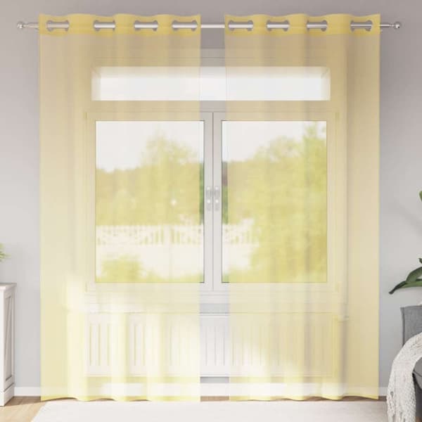 Voile gardiner med genomföringar 2 st gul