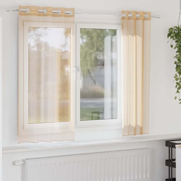 Voile gardiner med genomföringar 2 st sand