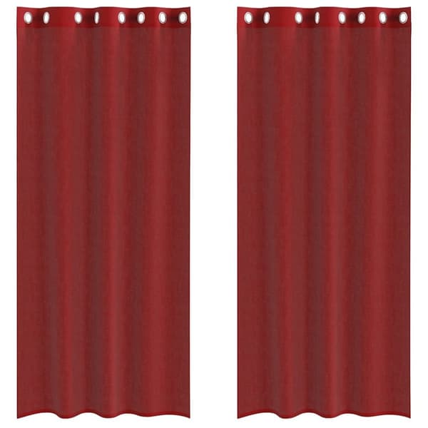 Voile gardiner med genomföringar 2 delar vinröd