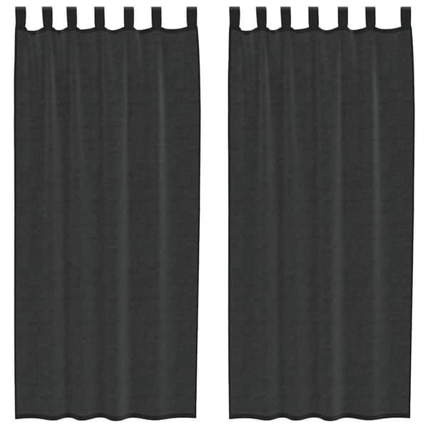 Voile gardiner med fliktopp 2 st svart