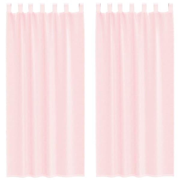 Voile gardiner med öglor 2 st ljusrosa 140x245 cm