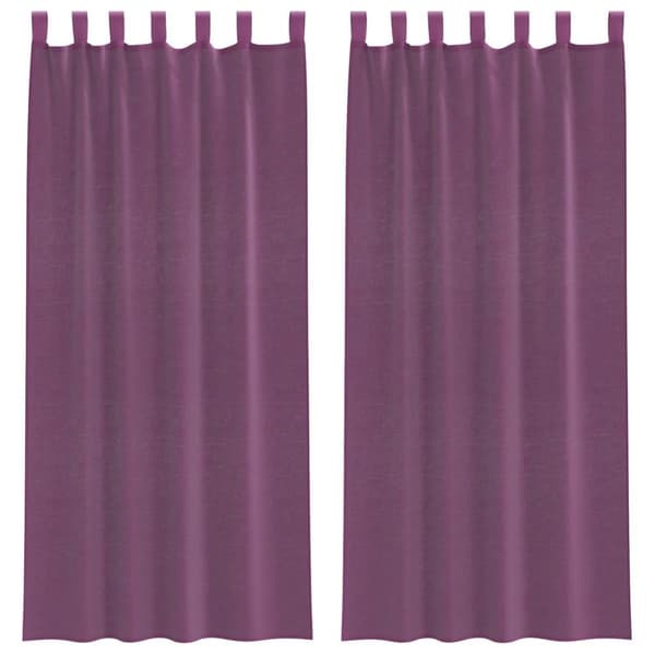 Voile gardiner med öglor 2 st lila 140x225 cm