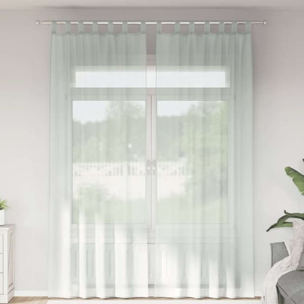 Voile gardiner med öglor 2 st ljusgrå 140x260 cm