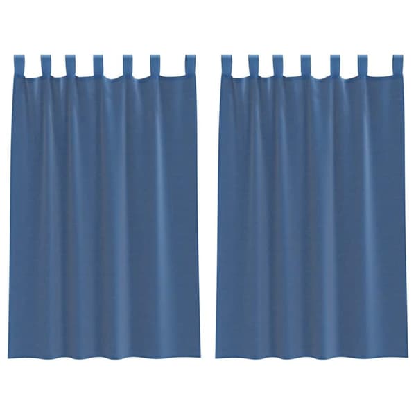 Voile gardiner med öglor 2 st kungsblå 140x175 cm