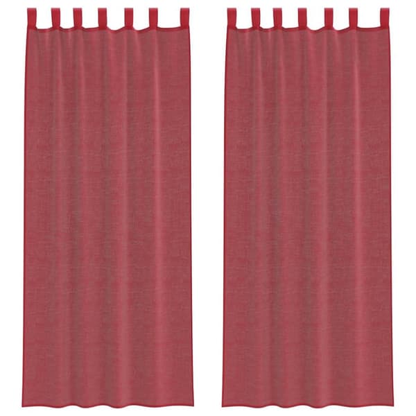 Voile gardiner med öglor 2 st vinröd 140x260 cm