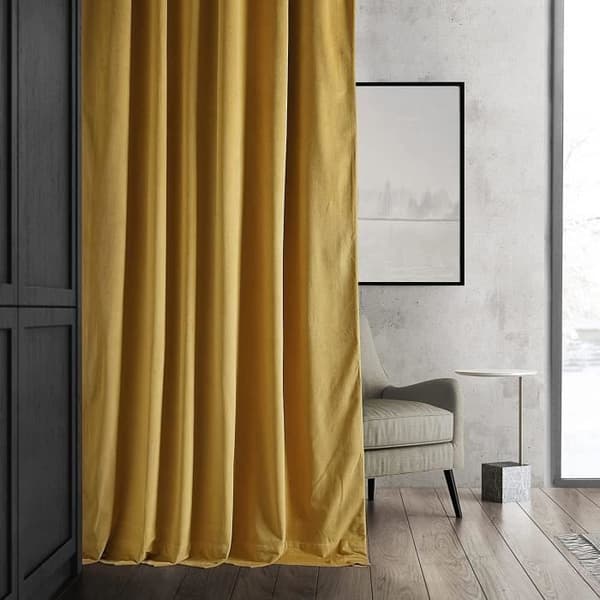 HPD Halva Priser Gardiner Mörkläggande i Sammet för Sovrum 127 x 120 cm, guld