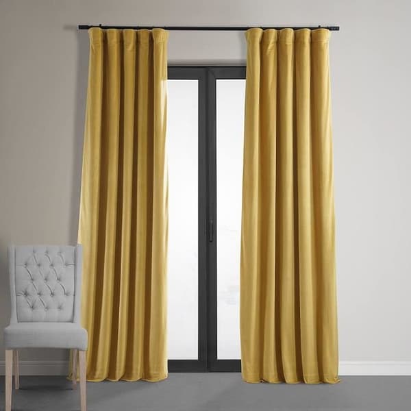 HPD Halva Priser Gardiner Mörkläggande i Sammet för Sovrum 127 x 120 cm, guld