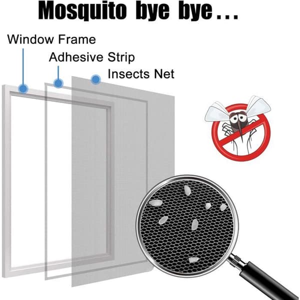 TRAHOO-Fönstermoskito nät, kan klippas till dimensionen 130 * 155 cm, det fina nätet kan blockera insekter utan P[J126]
