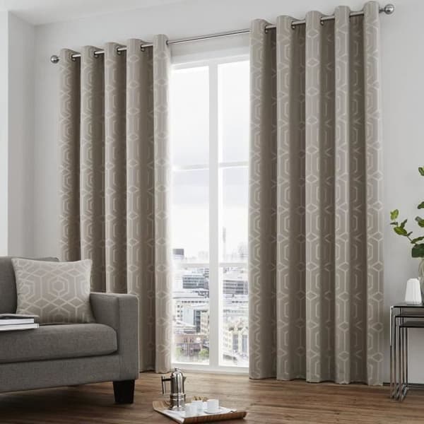 Curtina Camberwell Printed Grommet Curtain Liner, Sten, 168x229cm