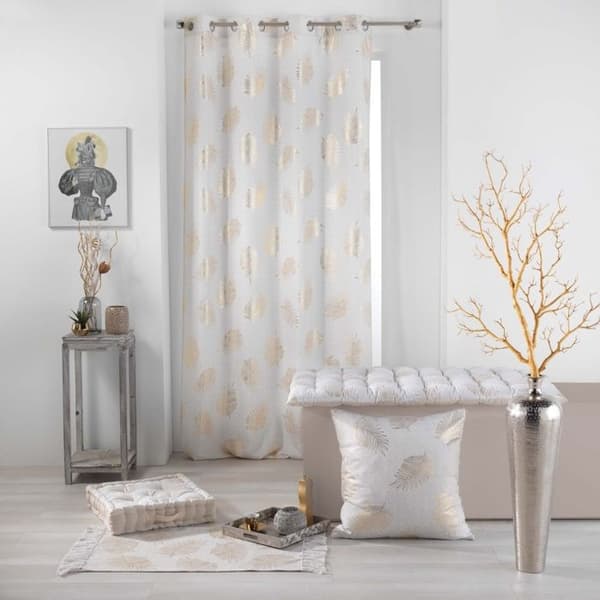 Voilage med ögla 140 x 240 cm sandfärgad voile Sunny gold